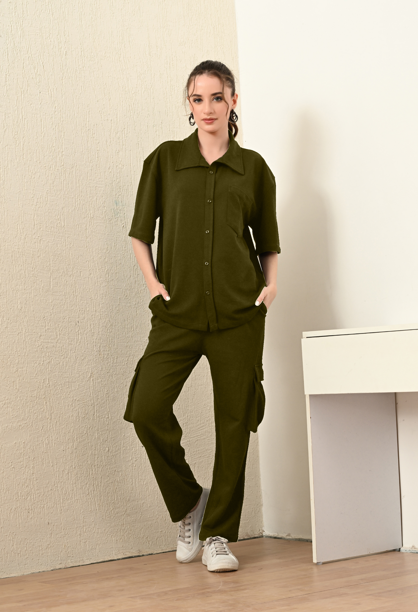 Olive Green Color Co-ord Set for Women