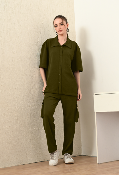 Olive Green Color Co-ord Set for Women