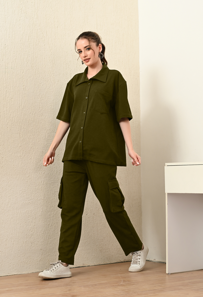 Olive Green Color Co-ord Set for Women