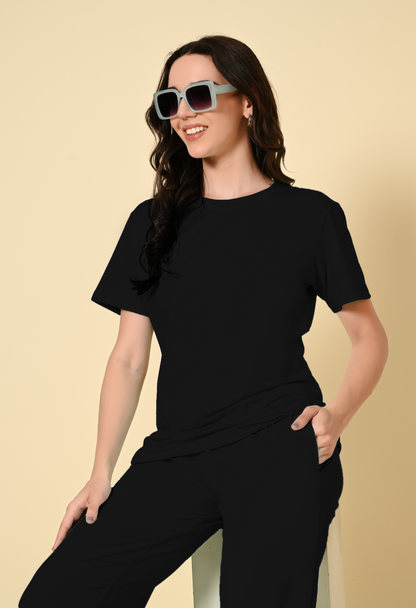 Black lounge wear Co-ord set - FLIQ