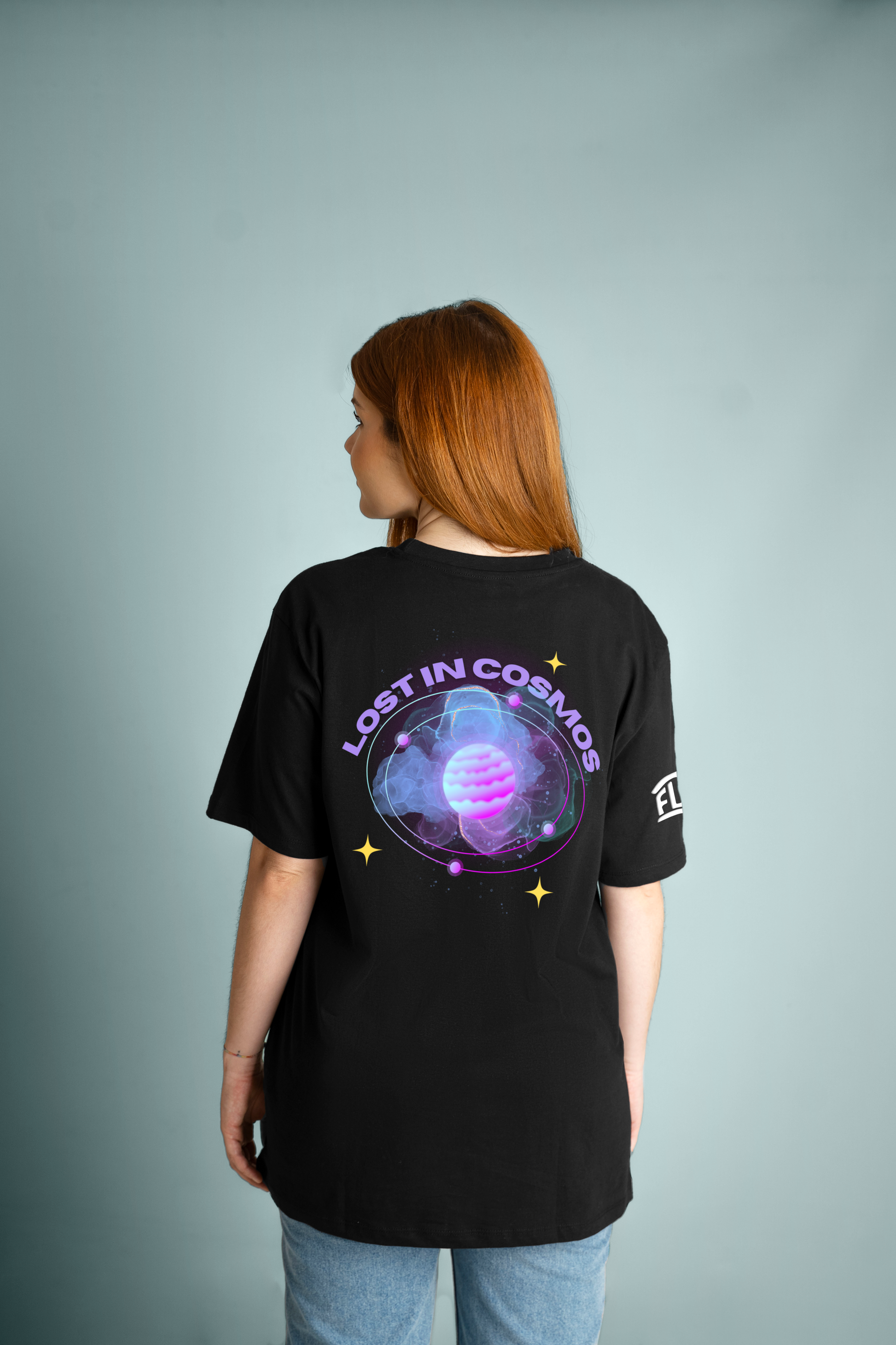 Lost In Cosmos Black Oversized T-Shirt