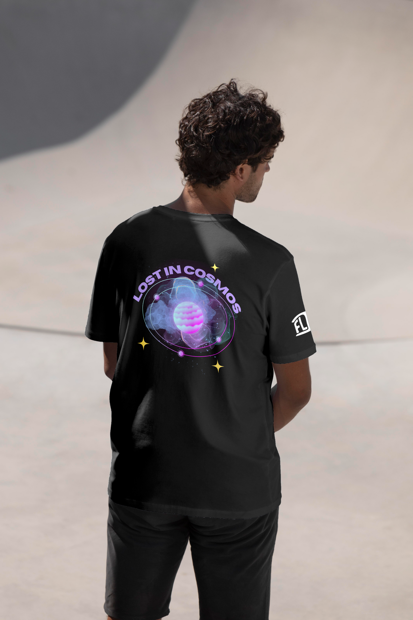 Lost In Cosmos Black Oversized T-Shirt - FLIQ