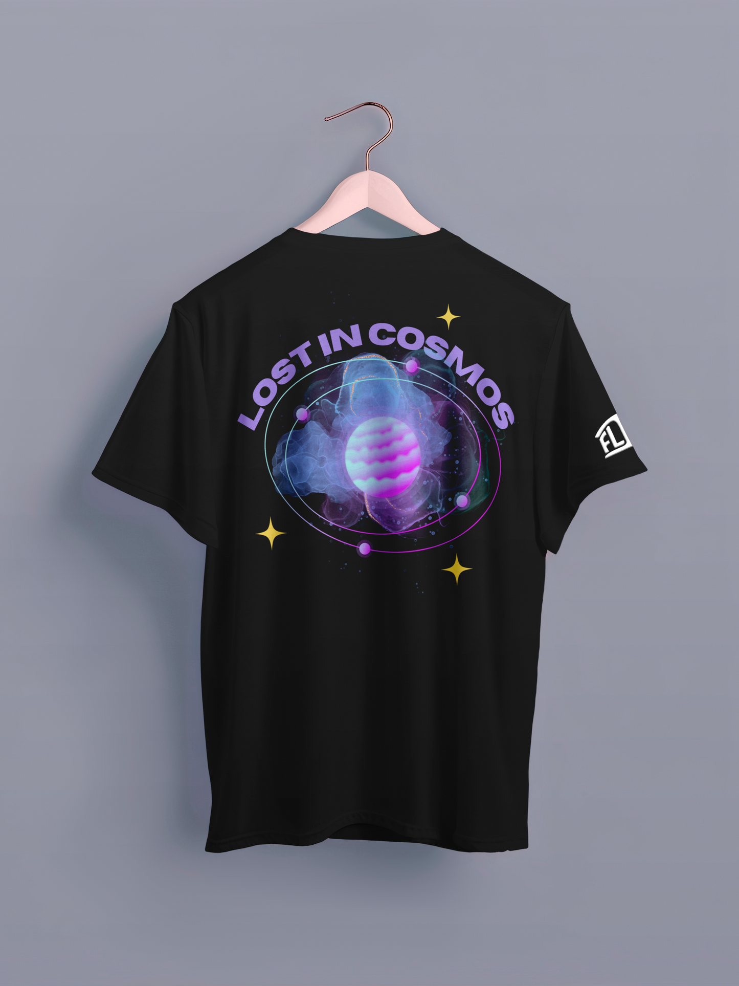 Lost In Cosmos Black Oversized T-Shirt - FLIQ