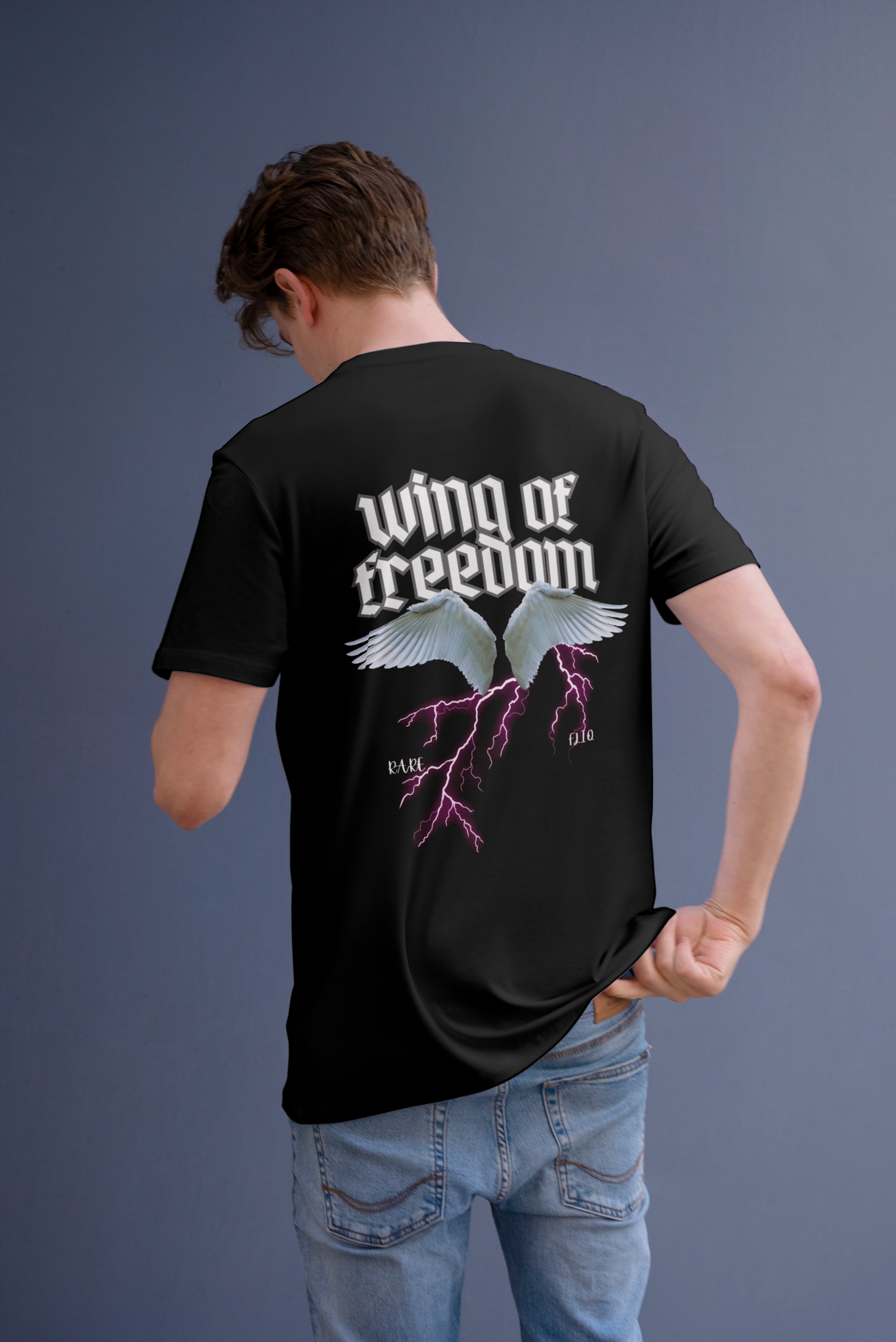 Wing of Freedom Black Oversized T-Shirt