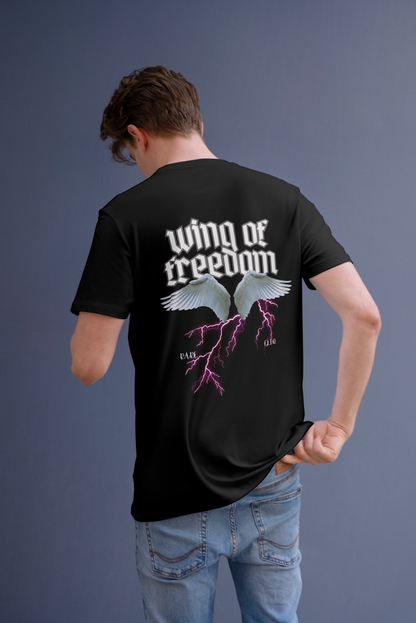 Wing of Freedom Black Oversized T-Shirt - FLIQ