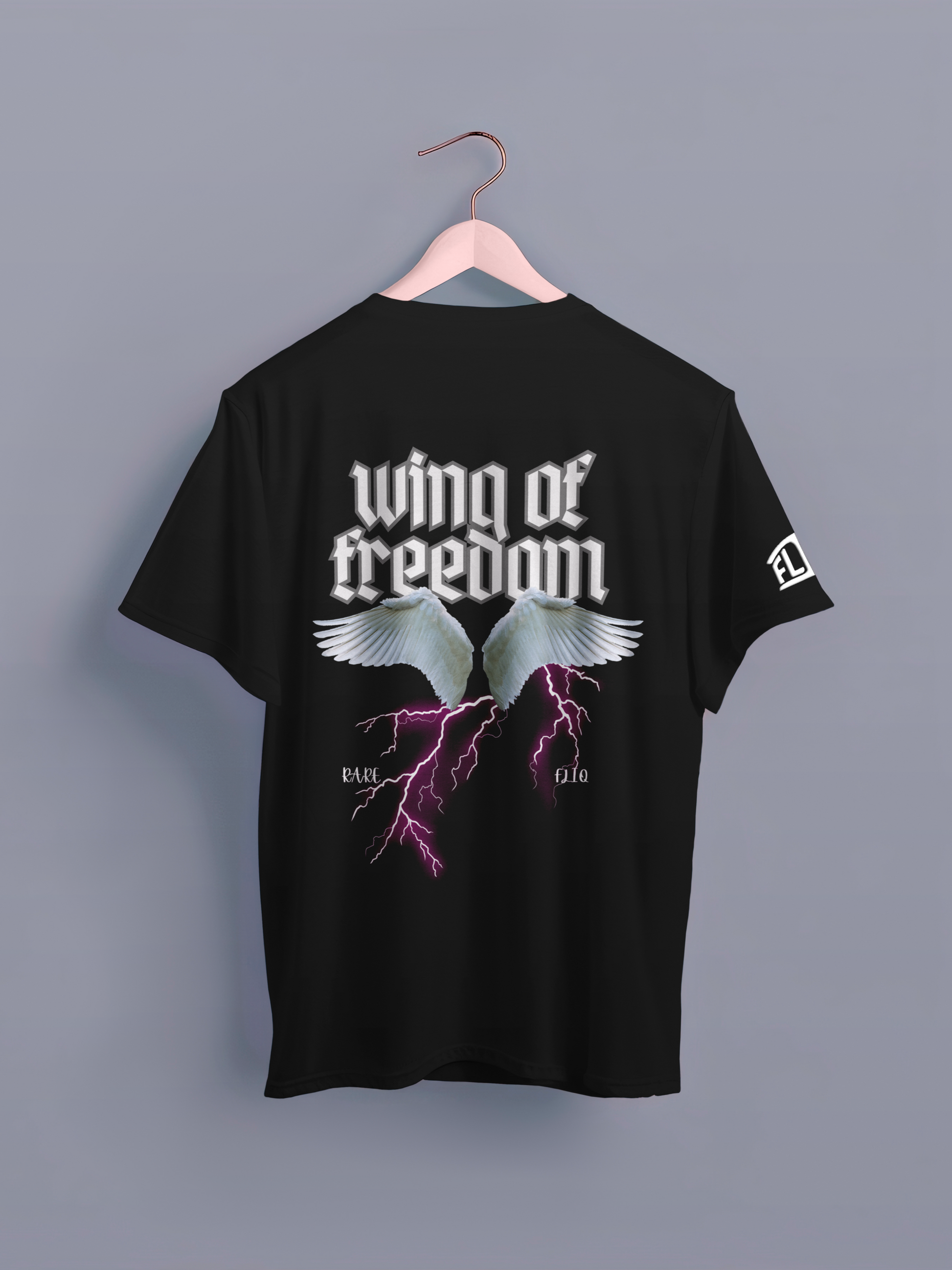 Wing of Freedom Black Oversized T-Shirt