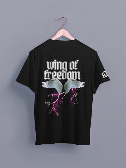 Wing of Freedom Black Oversized T-Shirt - FLIQ