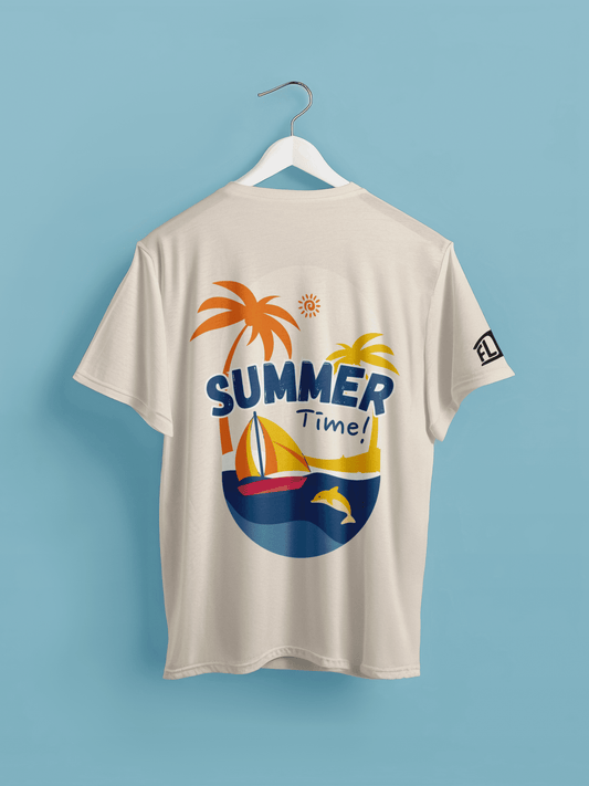 Summer Sail Off-White Oversized T-Shirt - FLIQ