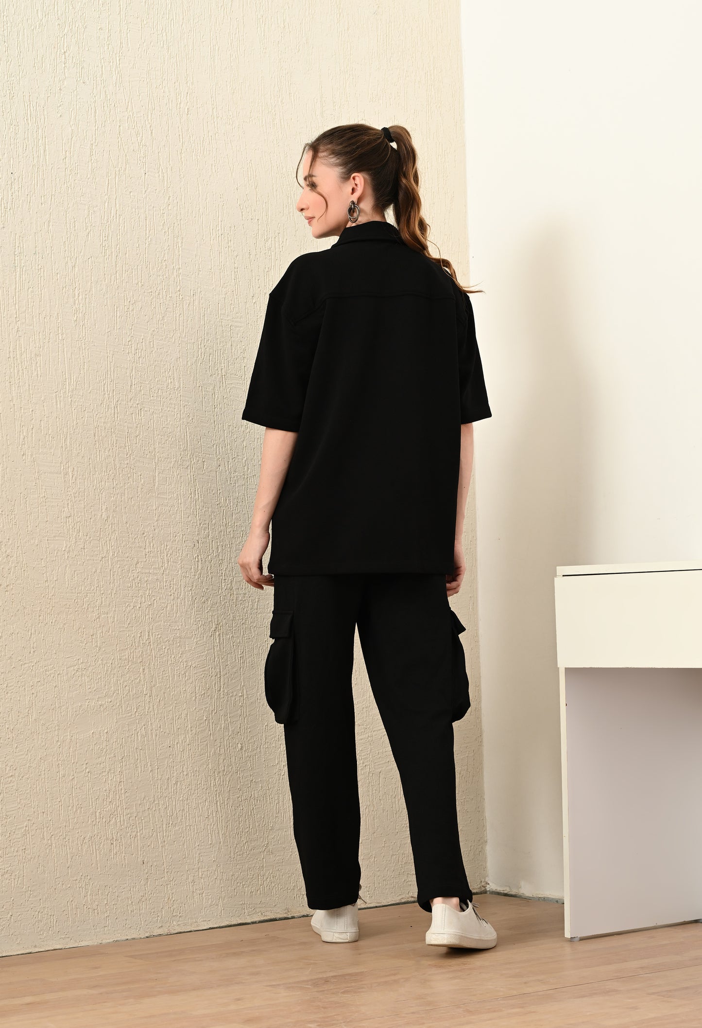 Black Shirt Co-ord Set for Women - FLIQ