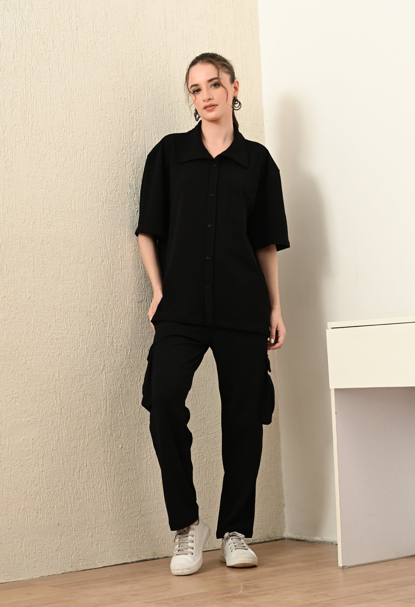 Black Shirt Co-ord Set for Women - FLIQ