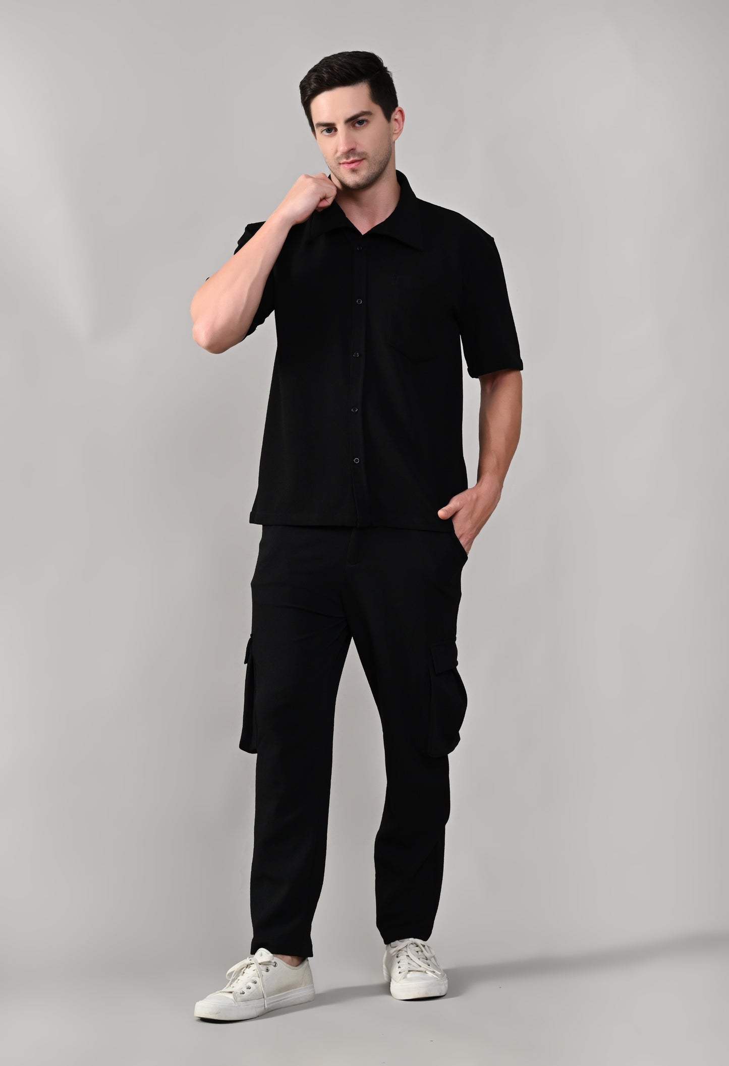 Black Shirt Co-ord Set for Men - FLIQ