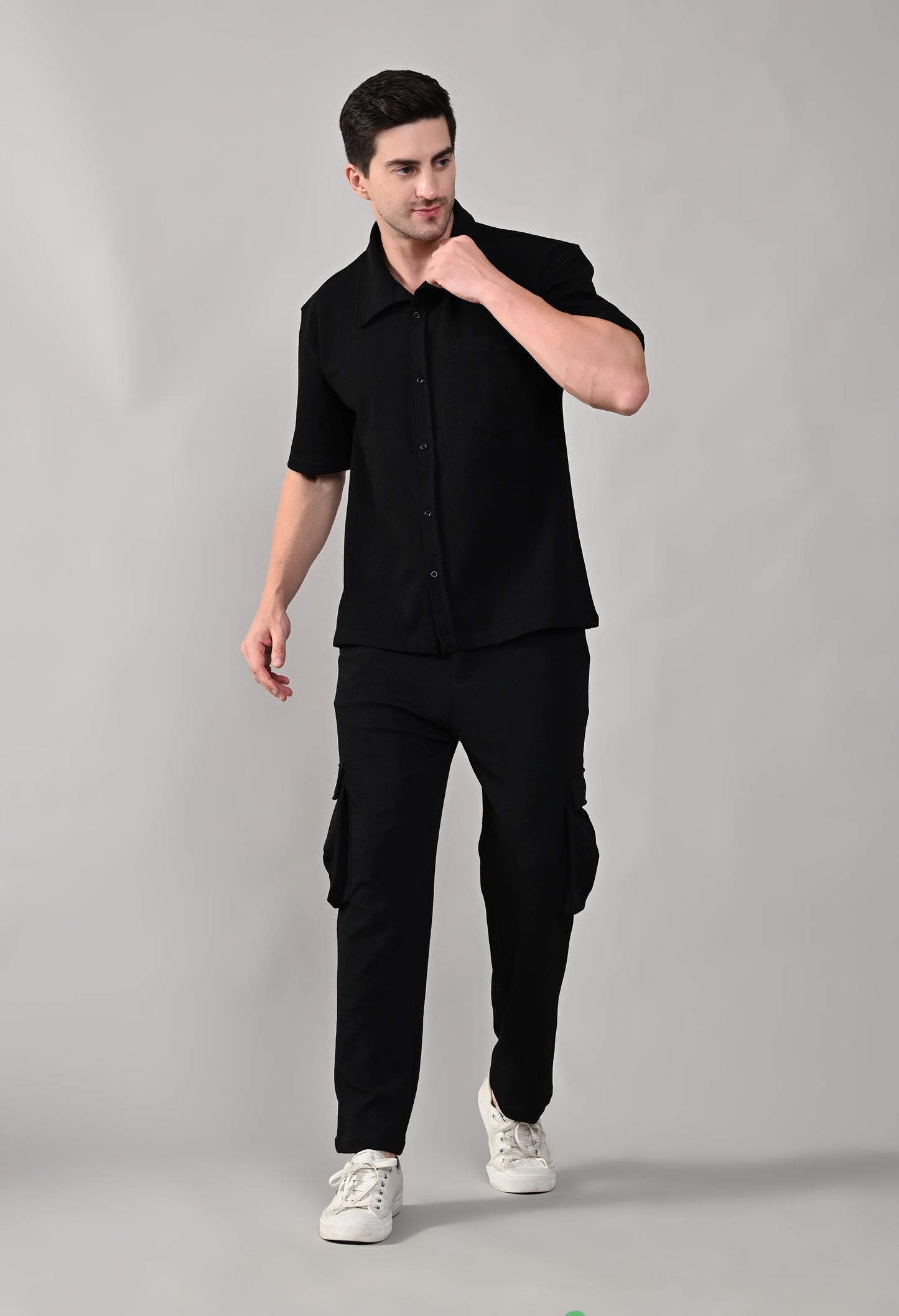 Black Shirt Co-ord Set for Men - FLIQ