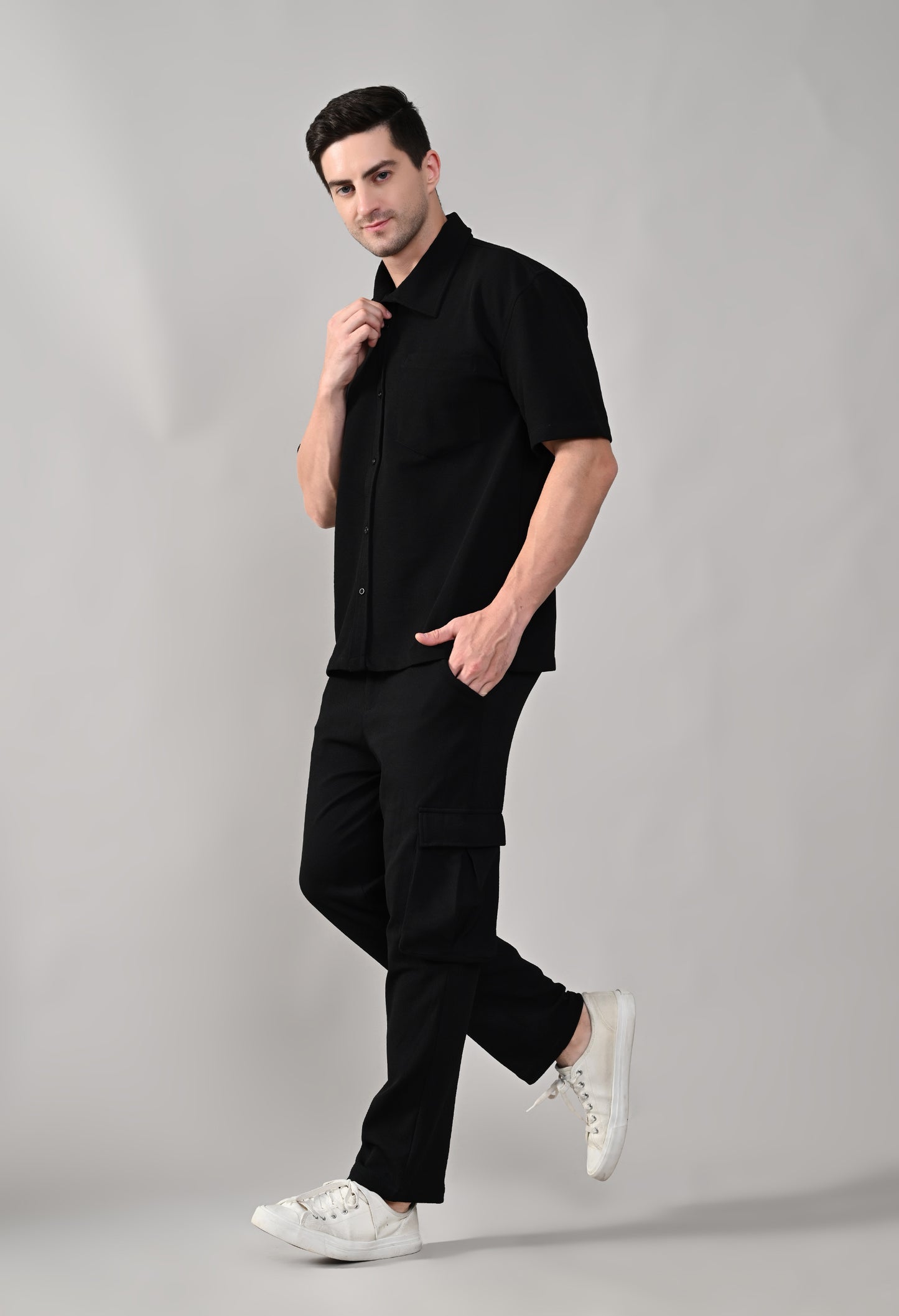 Black Shirt Co-ord Set for Men - FLIQ