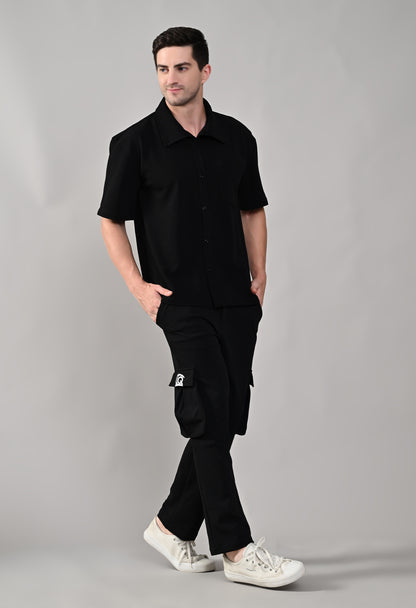 Black Shirt Co-ord Set for Men - FLIQ