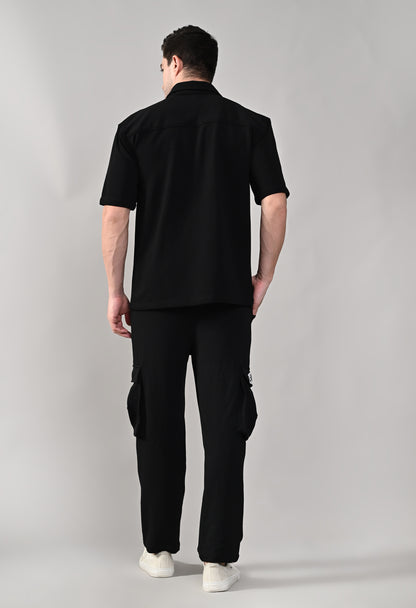 Black Shirt Co-ord Set for Men - FLIQ