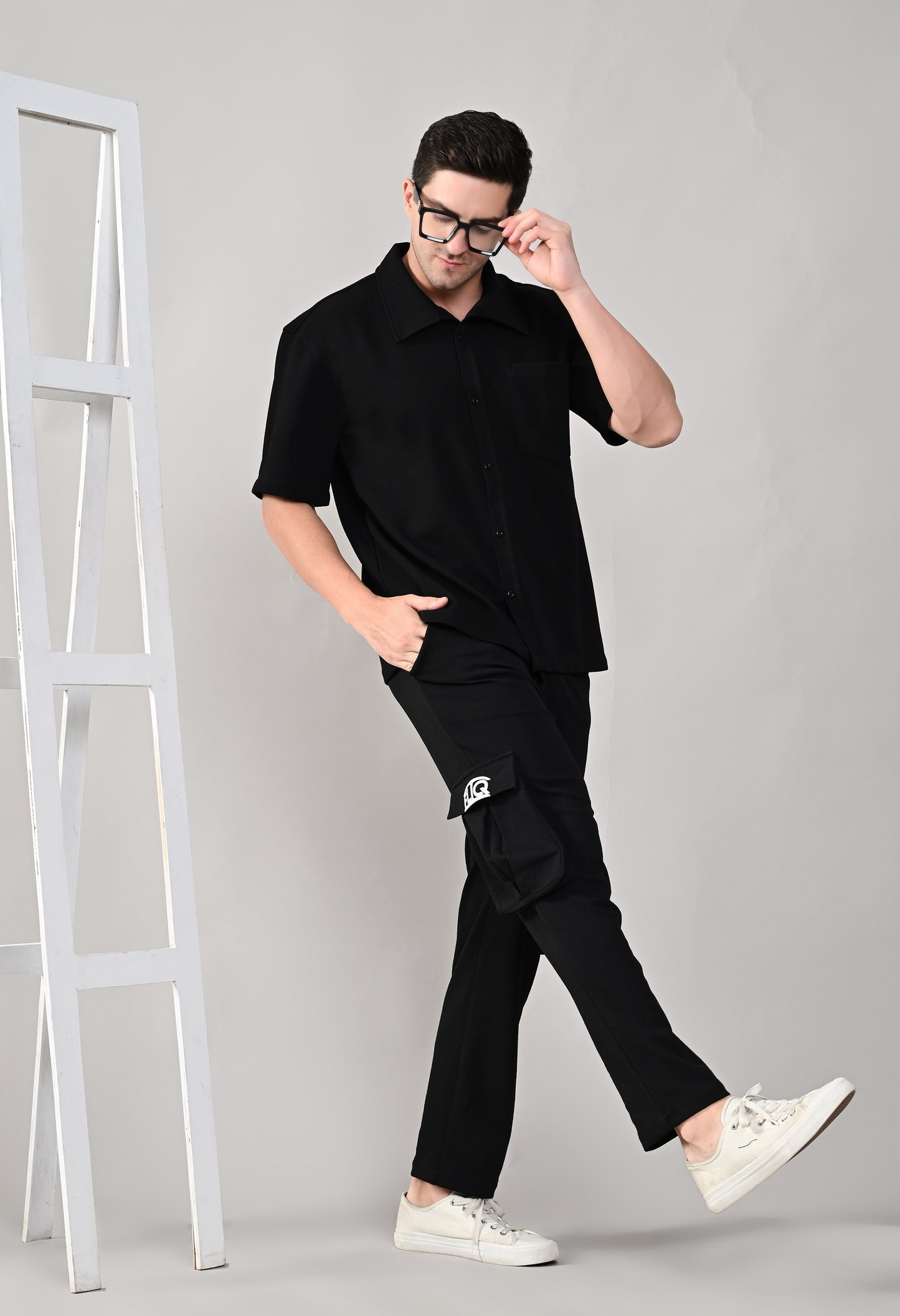 Black Shirt Co-ord Set for Men - FLIQ