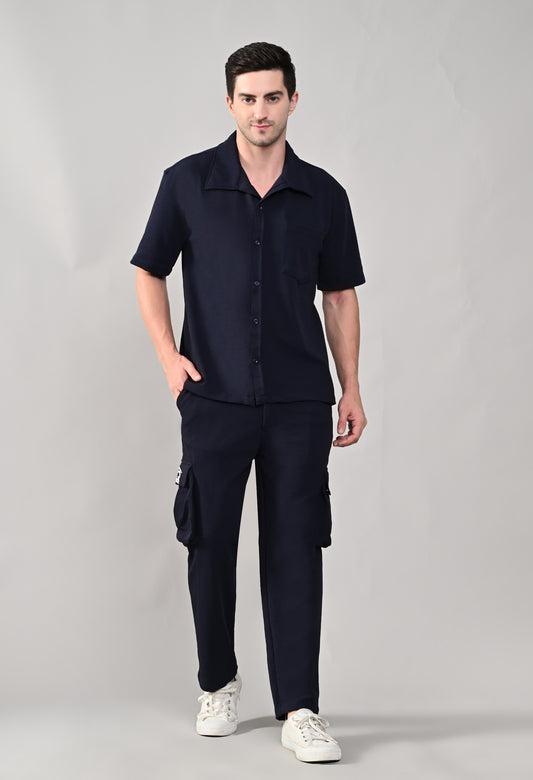 Blue Shirt Co-ord Set for Men - FLIQ