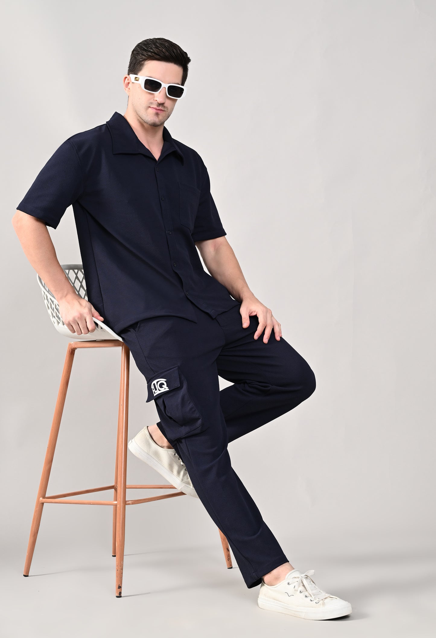 Blue Shirt Co-ord Set for Men - FLIQ