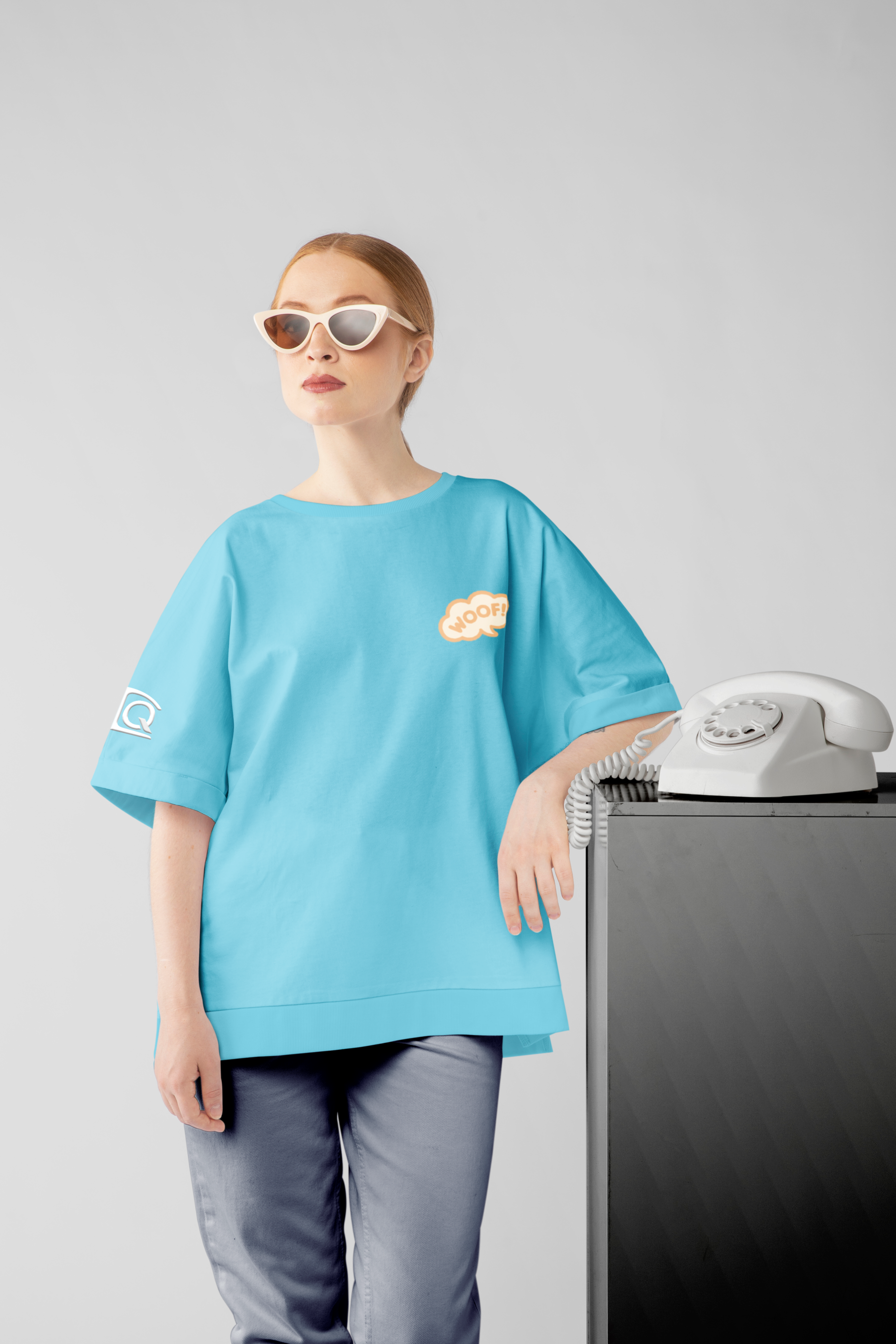 Playful Paws Blue Oversized T-Shirt