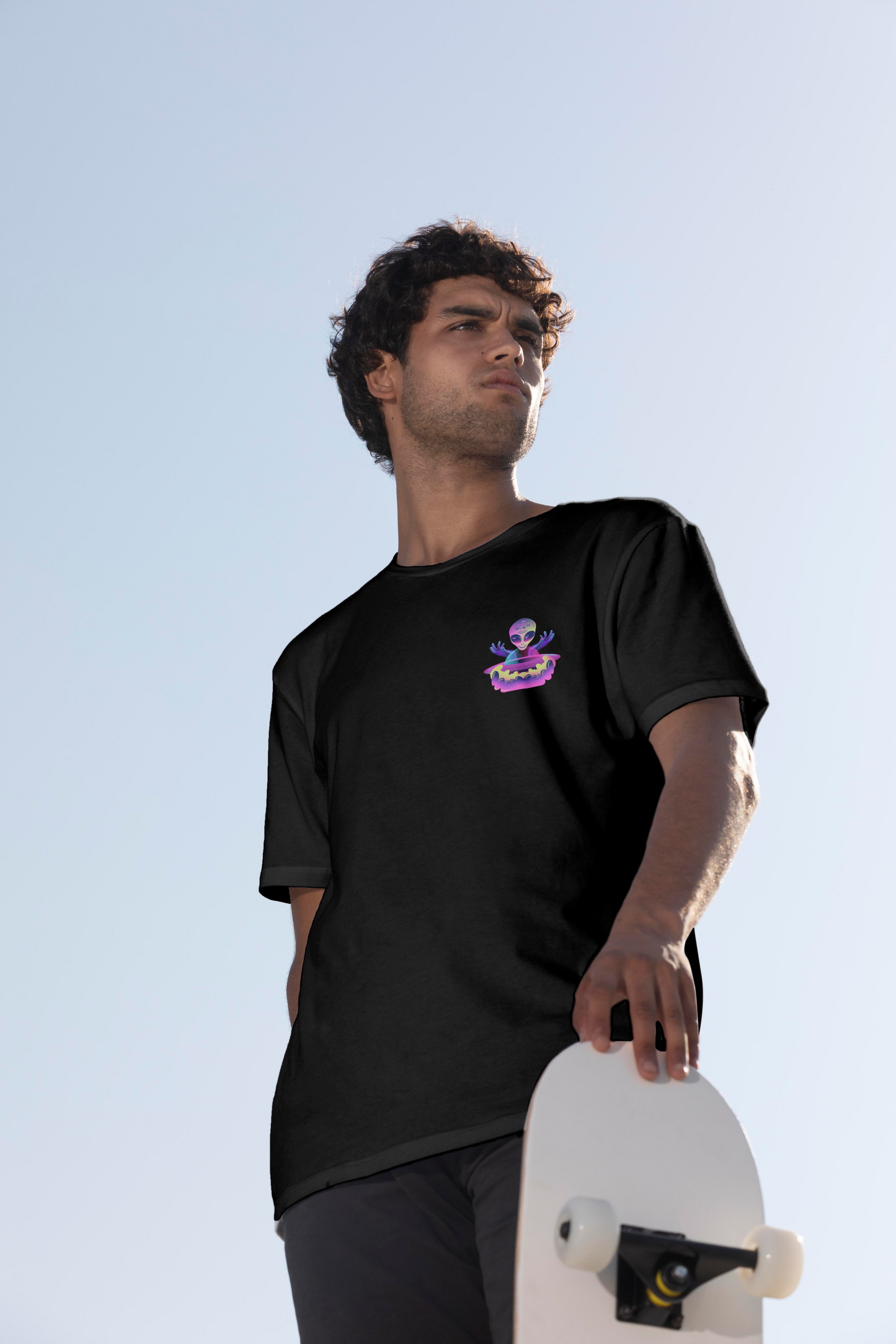 Lost In Cosmos Black Oversized T-Shirt - FLIQ