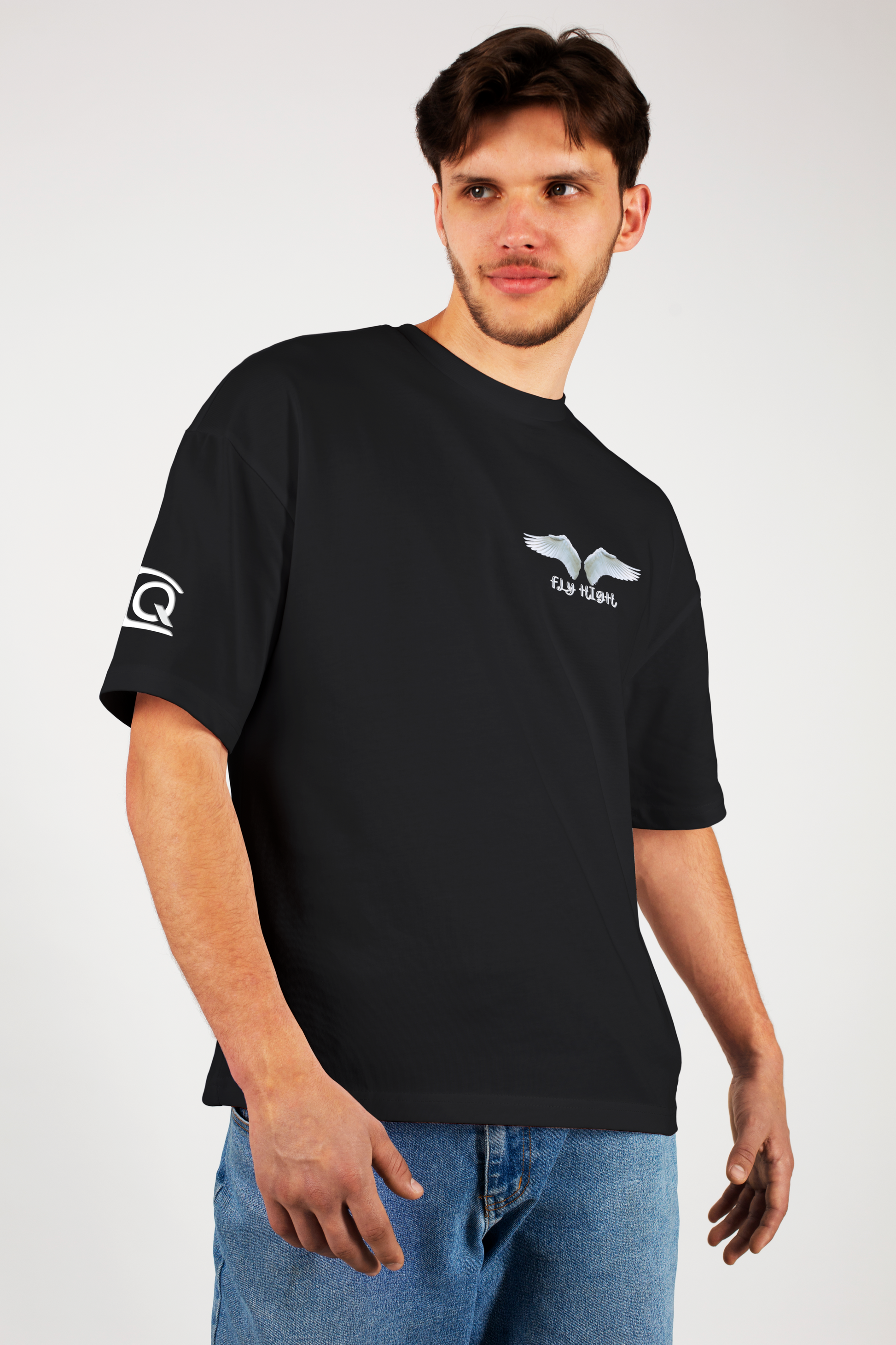 Wing of Freedom Black Oversized T-Shirt