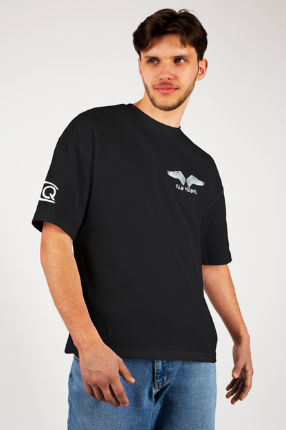 Wing of Freedom Black Oversized T-Shirt - FLIQ