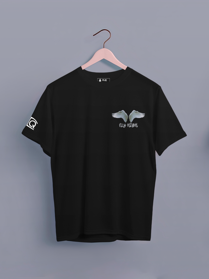 Wing of Freedom Black Oversized T-Shirt - FLIQ