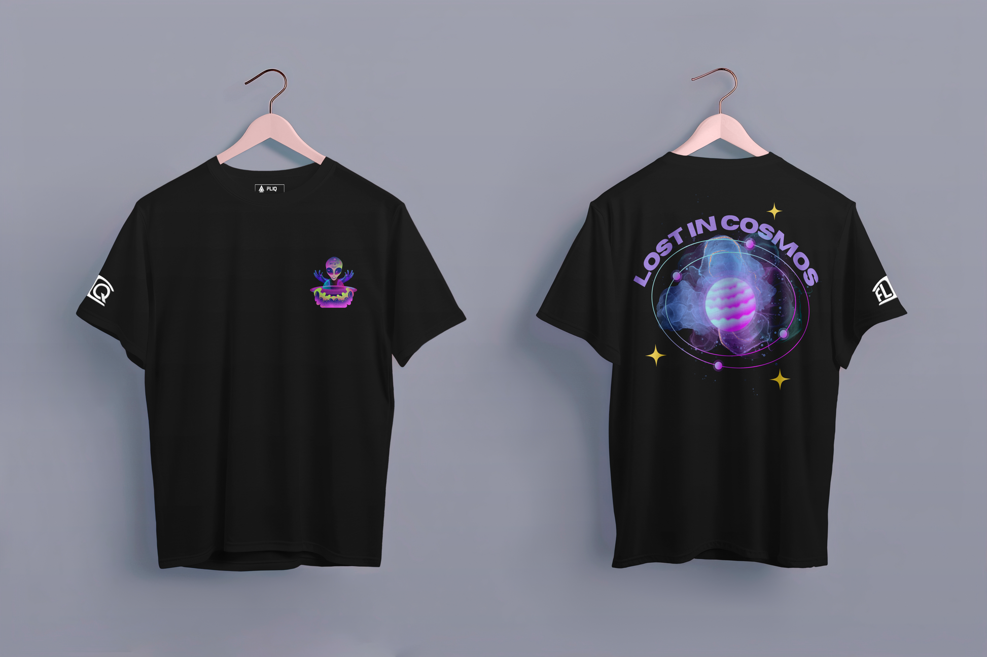 Lost In Cosmos Black Oversized T-Shirt