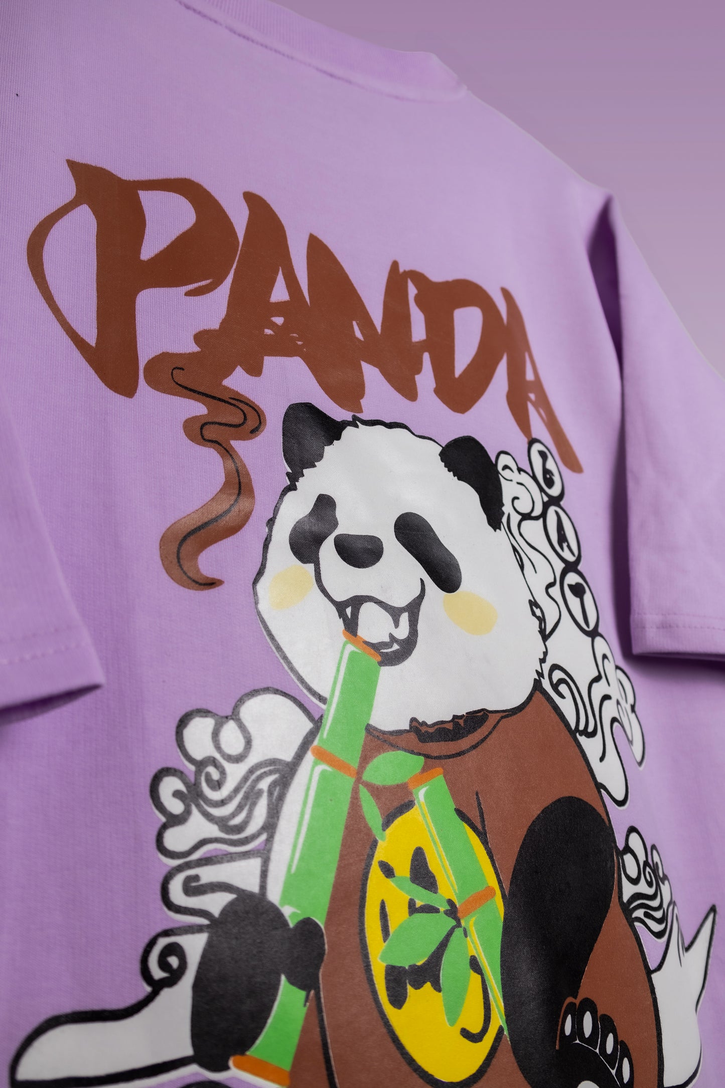 Panda Escape Lavender Oversized T-Shirt - FLIQ