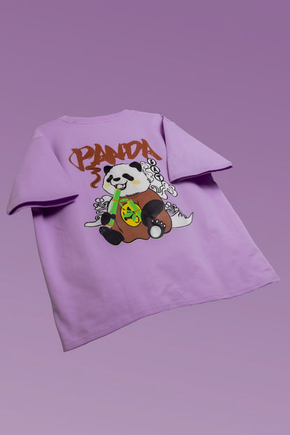 Panda Escape Lavender Oversized T-Shirt - FLIQ