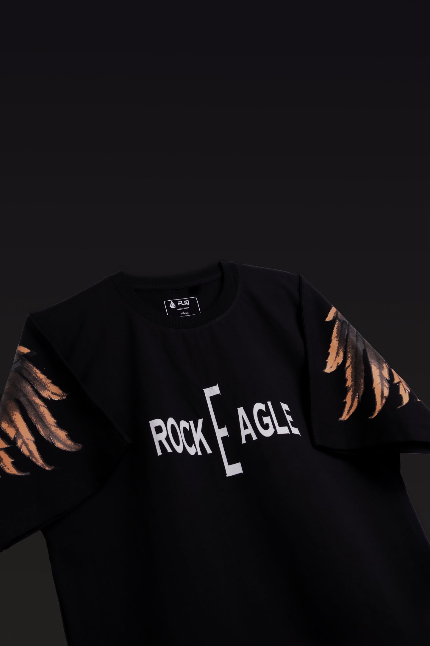 Rock Eagle Soar Black Oversized T-Shirt - FLIQ