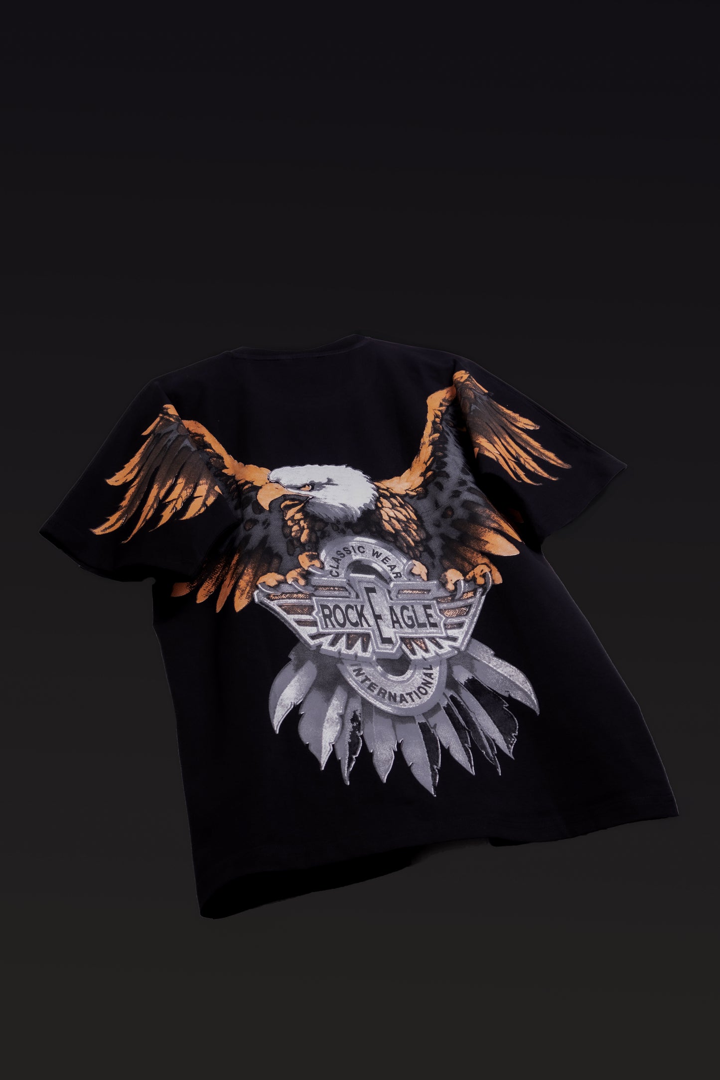 Rock Eagle Soar Black Oversized T-Shirt - FLIQ