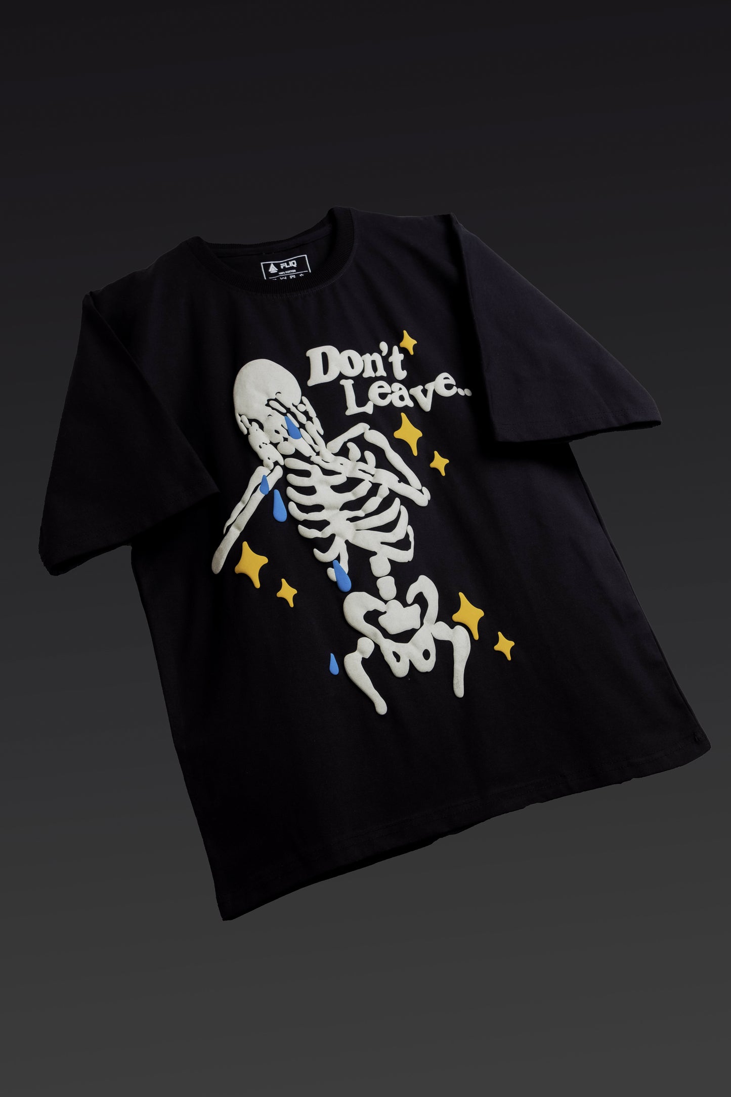 Crying Skeleton Black Oversized T-Shirt - FLIQ