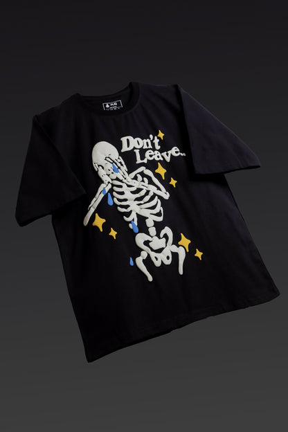 Crying Skeleton Black Oversized T-Shirt - FLIQ