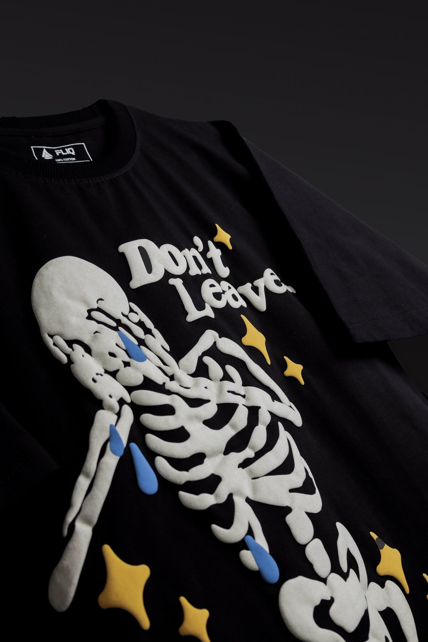 Crying Skeleton Black Oversized T-Shirt - FLIQ