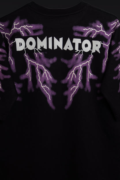 Lightning Dominator Black Oversized T-Shirt - FLIQ