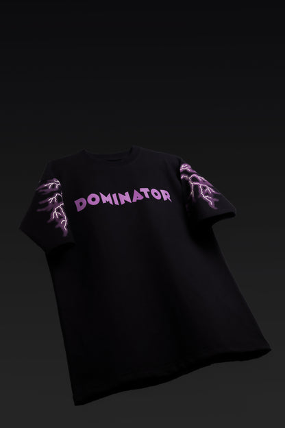 Lightning Dominator Black Oversized T-Shirt - FLIQ