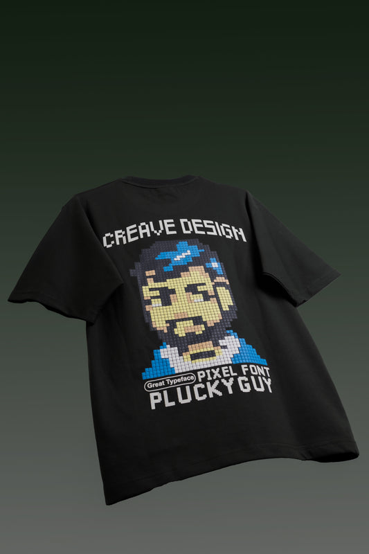 Pixel Plucky Black Oversized T-Shirt - FLIQ