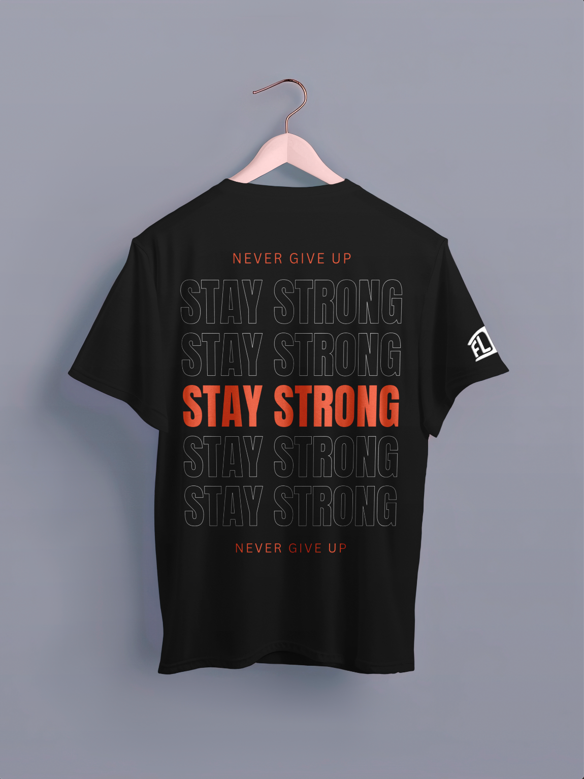 Never Give Up Black Oversized T-Shirt - FLIQ