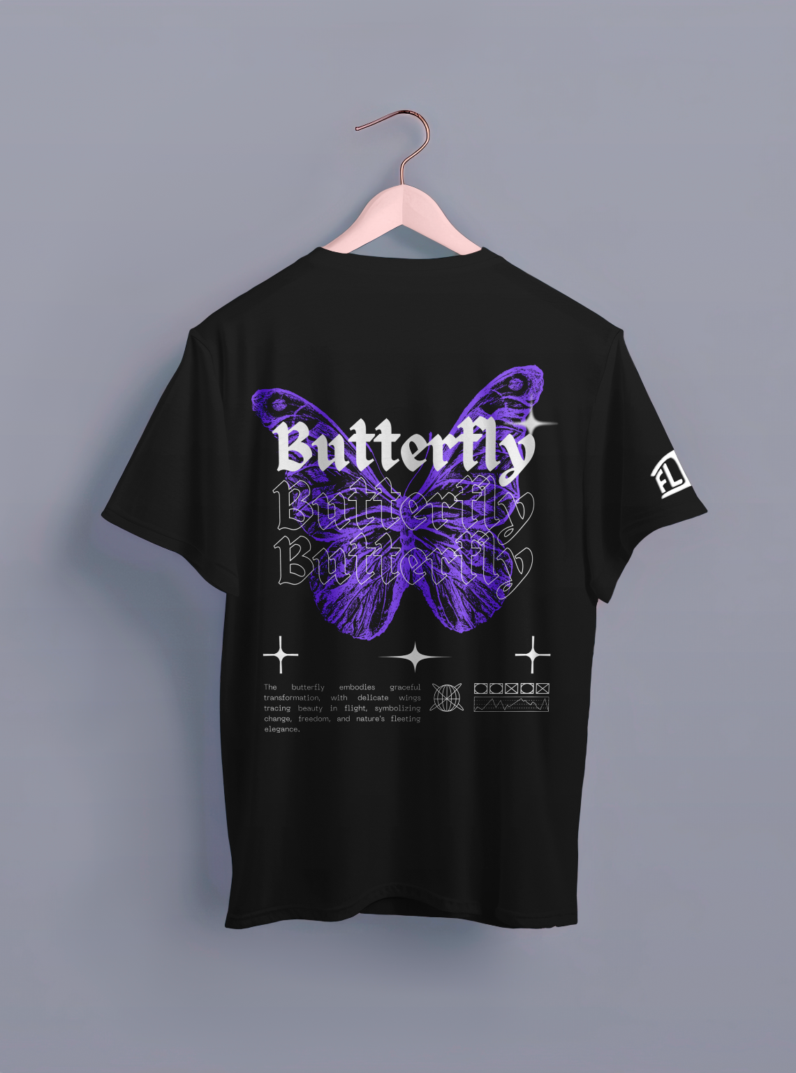 Mystic Wings Black Oversized T-Shirt - FLIQ