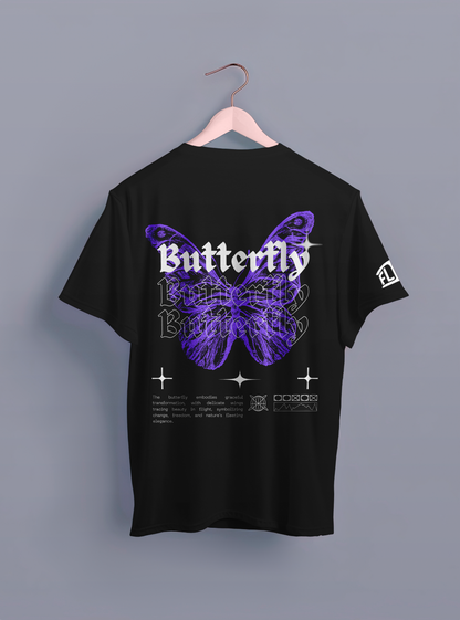 Mystic Wings Black Oversized T-Shirt - FLIQ