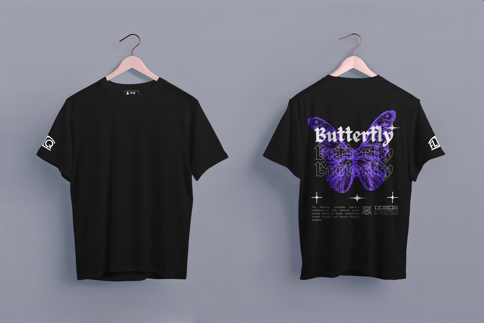 Mystic Wings Black Oversized T-Shirt