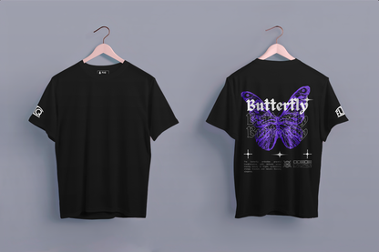 Mystic Wings Black Oversized T-Shirt - FLIQ